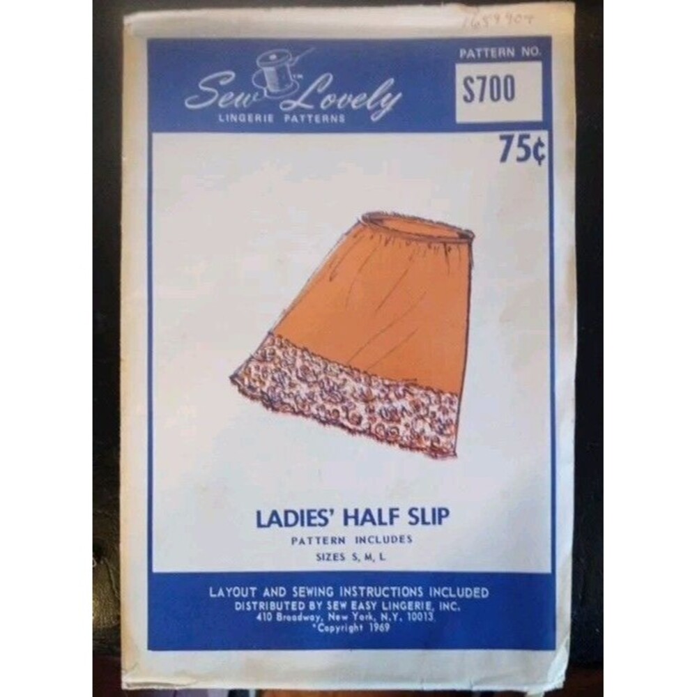 Ladies Half Slip Pattern Inc S,M,L Sew Lovely Lingerie Patterns Layout & instru